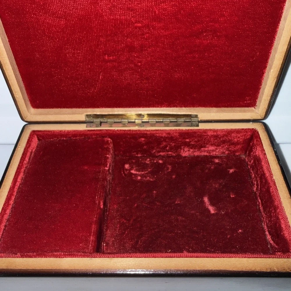 Vtg Reuge Swiss Piazza San Marco Lacquer Music Jewelry Box Wood Inlay Works